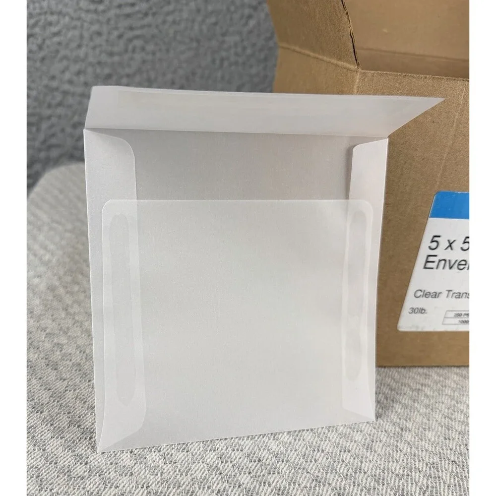 LUXPaper Square Invitation Envelopes 5 x 5 Clear Translucent Box of 250